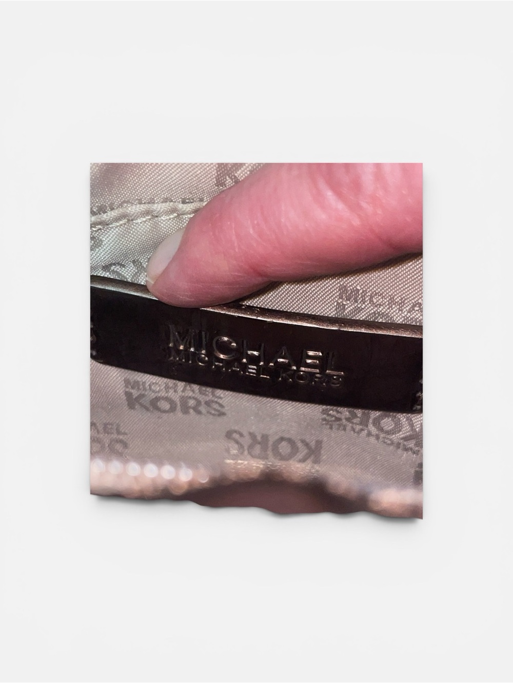 Michael Kors Metallic Bronze Perforated Logo Chain Shoulder Bag - Picture 13 of 16